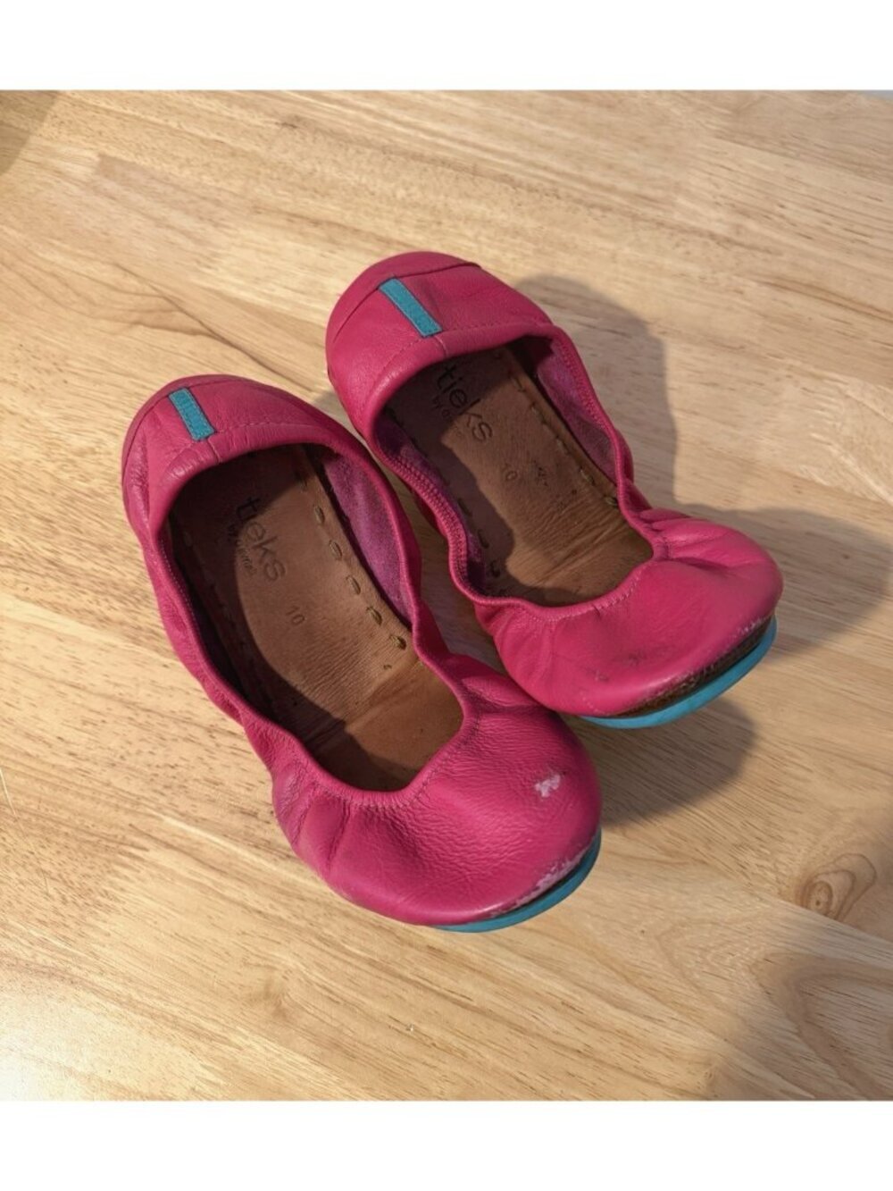 TIEKS by Gavrieli Fuchsia Pink Leather Foldable Ballet Flats Comfort Feminine 10